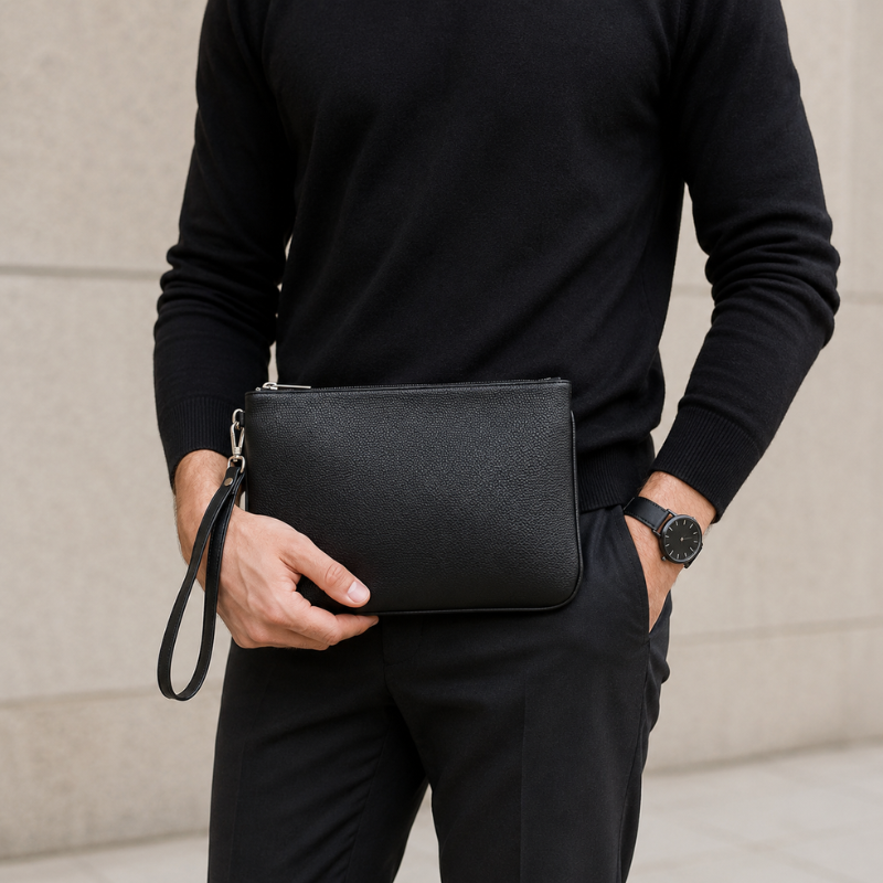ClutchBag en Semi-Cuir Élégante avec Dragonne – Pochette Homme Chic
