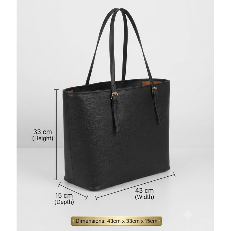 PARTA Sac Cabas Femme Noir Élégant – Grande Capacité, Style Chic et Intemporel