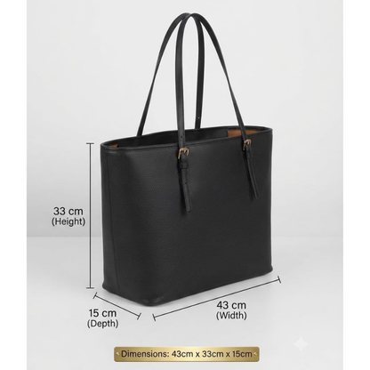 PARTA Sac Cabas Femme Noir Élégant – Grande Capacité, Style Chic et Intemporel