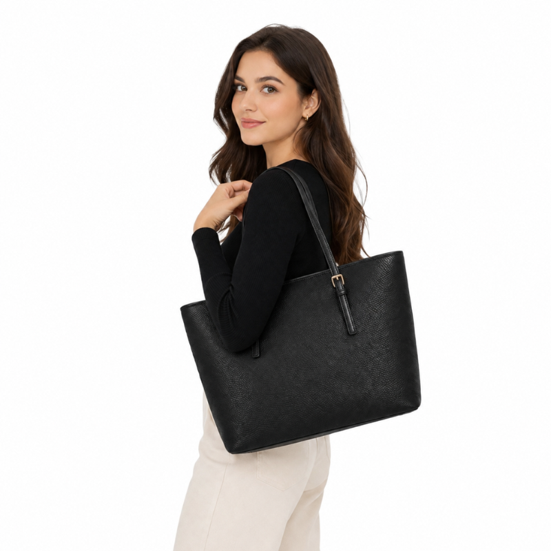 PARTA Sac Cabas Femme Noir Élégant – Grande Capacité, Style Chic et Intemporel