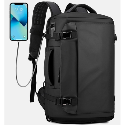 PARTA Sac à Dos Ordinateur Portable 17 Pouces – Imperméable, Grande Capacité, Port USB, Compartiment PC, Idéal pour le Travail, le Voyage en Cabine et les Week-ends (Noir)