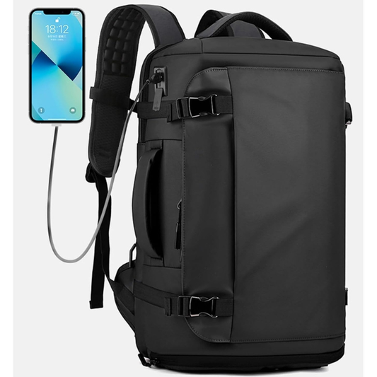 PARTA Sac à Dos Ordinateur Portable 17 Pouces – Imperméable, Grande Capacité, Port USB, Compartiment PC, Idéal pour le Travail, le Voyage en Cabine et les Week-ends (Noir)